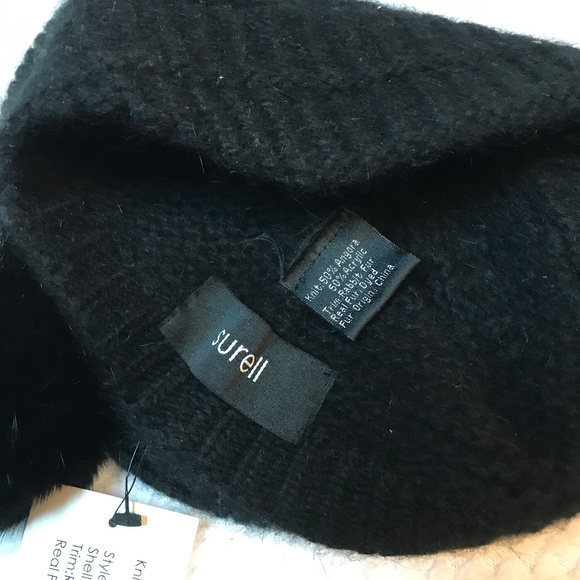 New Surell Rabbit-Fur Pom Pom Knit Hat main image 4